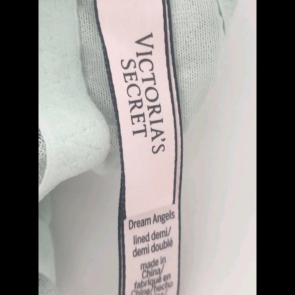 Victorias Secret Dream Angels Lined Demi Bra Mint Green Silver Lace Size 36DD - Picture 6 of 6